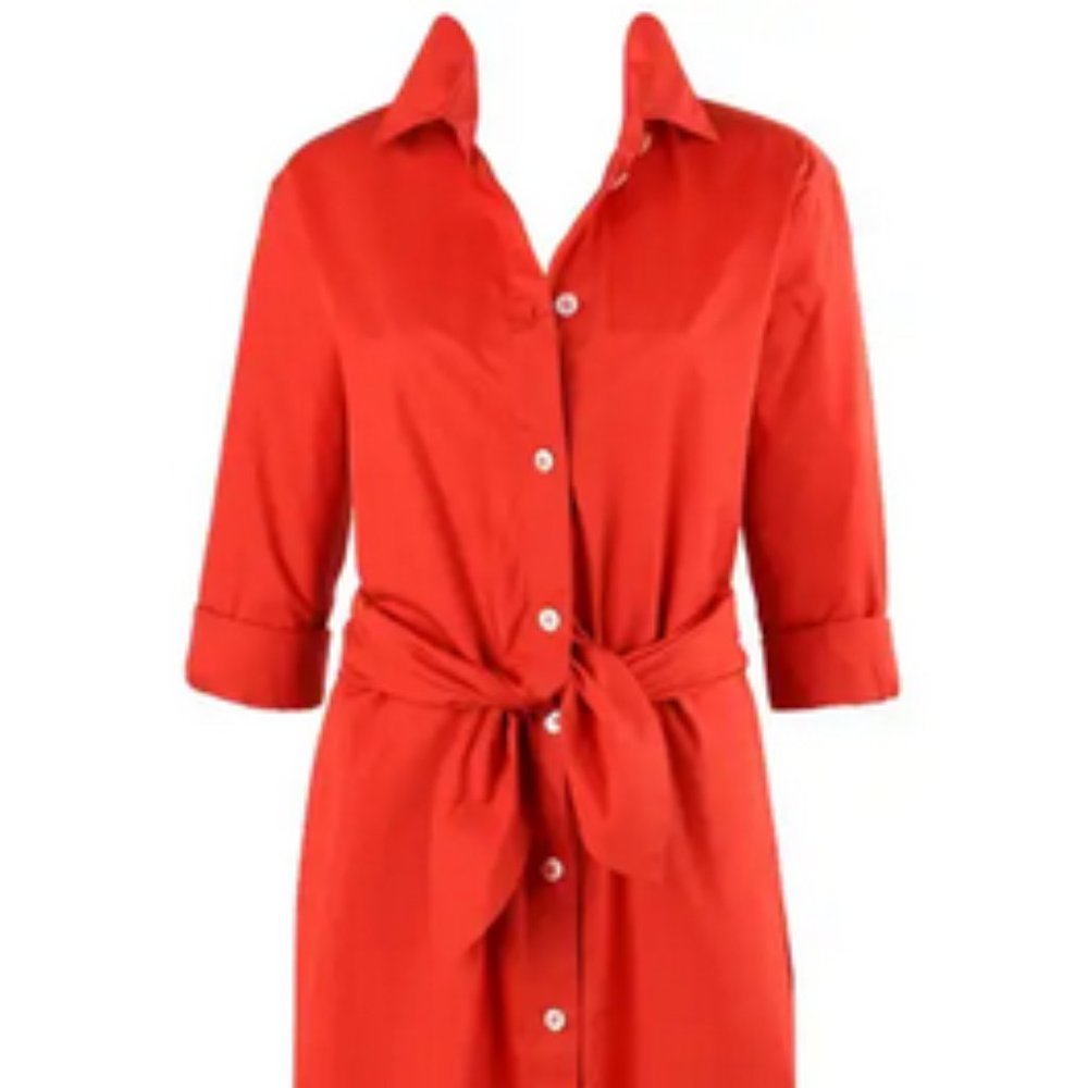 HERMES Martin Margiela Coquelicot Tie Front Shirt Waist Dress